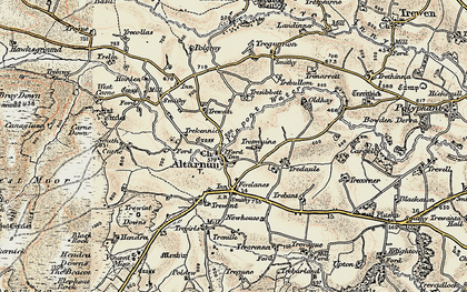 Old map of Altarnun in 1900