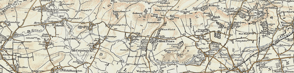 Old map of Alton Barnes in 1898-1899