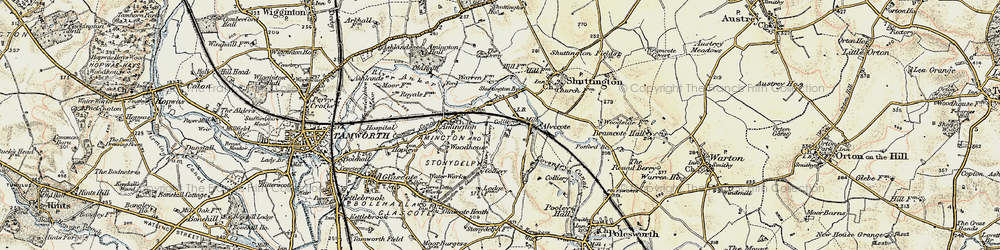 Old map of Alvecote in 1901-1902