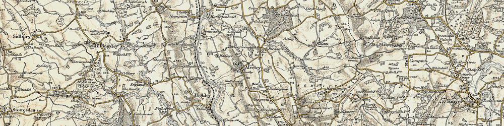 Old map of Alveley in 1901-1902