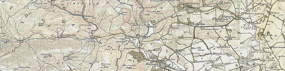 Old map of Alwinton in 1901-1903