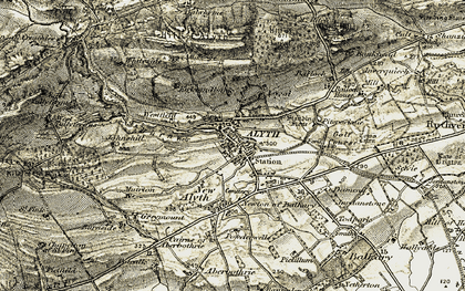 Old map of Alyth in 1907-1908