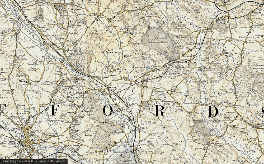 Old Map of Amerton, 1902 in 1902
