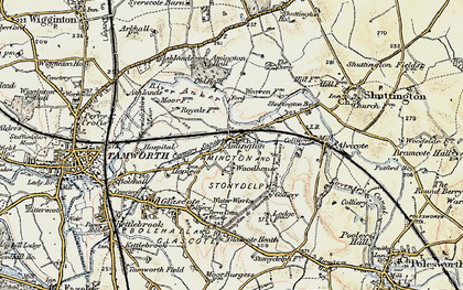 Old map of Amington in 1901-1902