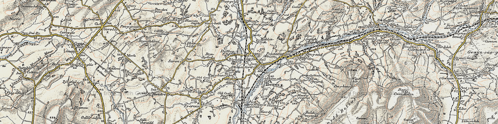 Old map of Ammanford in 1900-1901