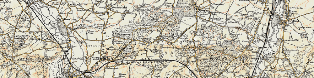 Old map of Ampfield in 1897-1909
