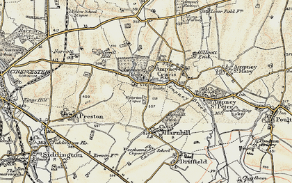 Old map of Ampney Crucis in 1898-1899