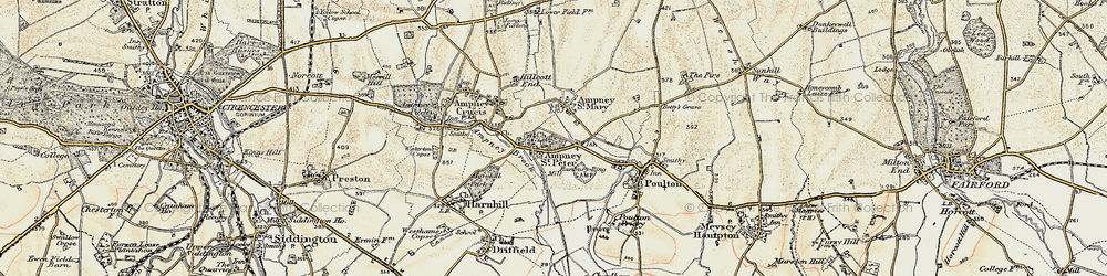 Old map of Ampney St Peter in 1898-1899