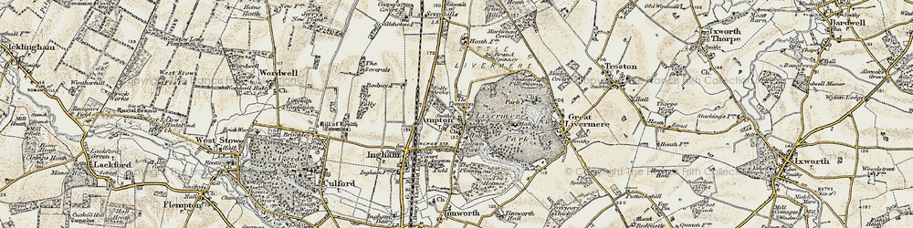 Old map of Ampton in 1901