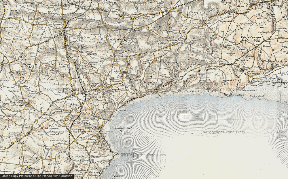Old Map of Amroth, 1901 in 1901