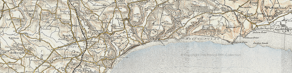 Old map of Amroth in 1901