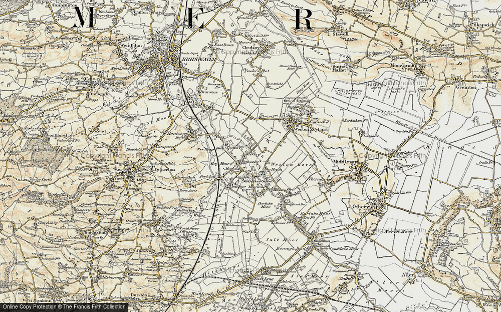 Old Map of Historic Map covering Weston Level in 1898-1900