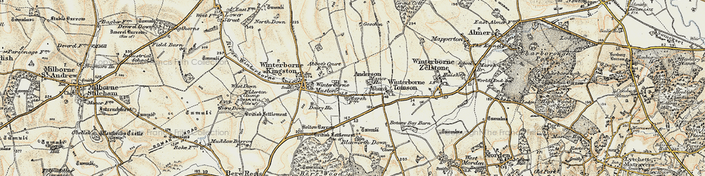 Old map of Bloxworth Down in 1897-1909