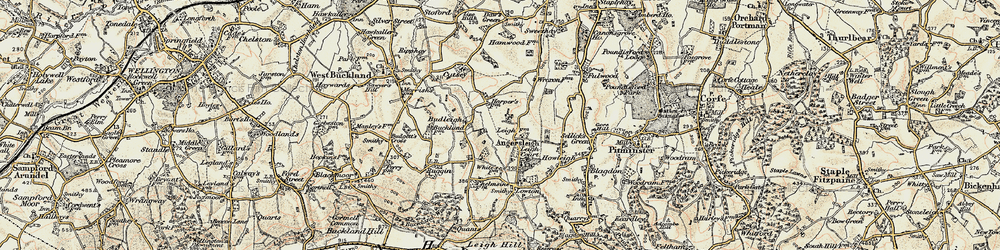 Old map of Angersleigh in 1898-1900