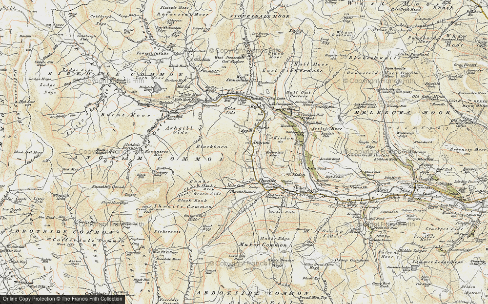Old Map of Historic Map covering Thwaite Common in 1903-1904