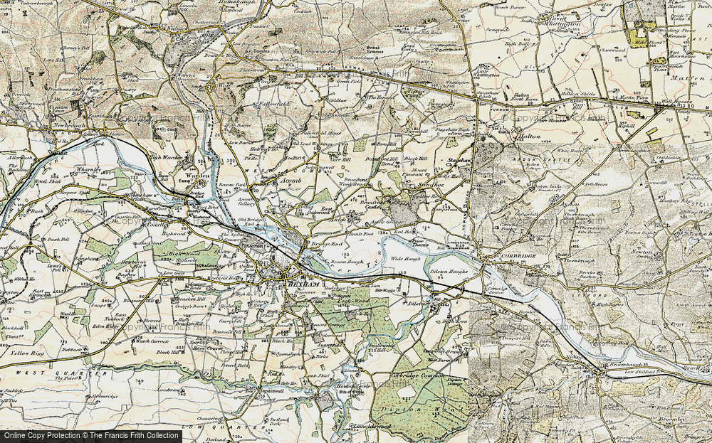 Old Map of Historic Map covering Anick Grange in 1901-1904