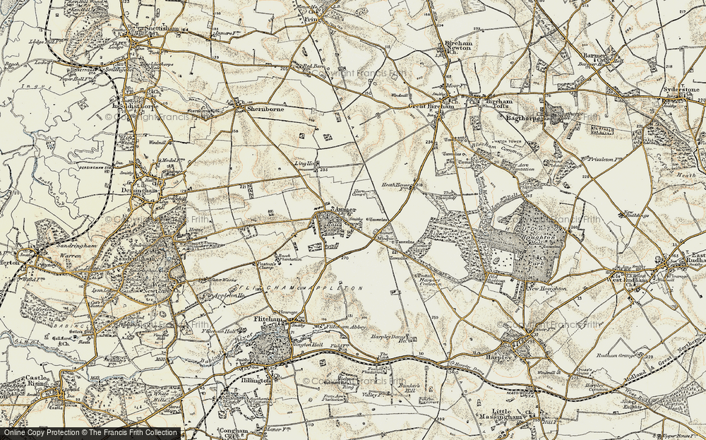 Old Map of Historic Map covering Bircham Heath in 1901-1902