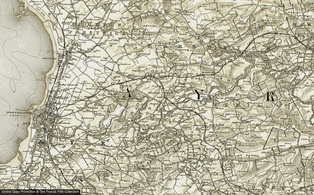 Old Map of Historic Map covering Broadwood in 1904-1906