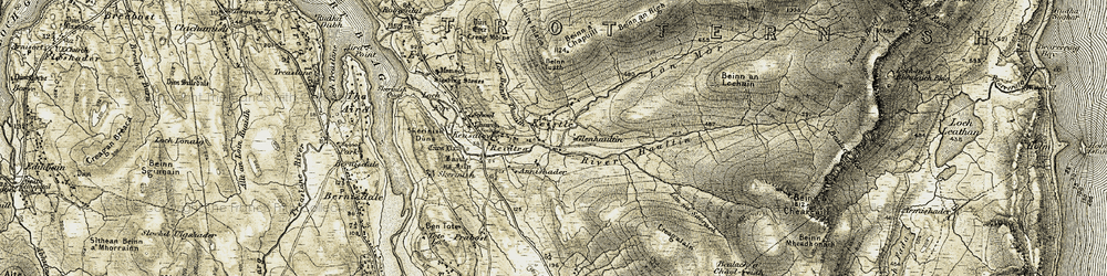 Old map of Beinn Ach' nam Bard in 1909