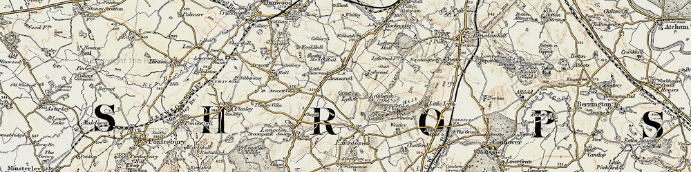 Old map of Annscroft in 1902