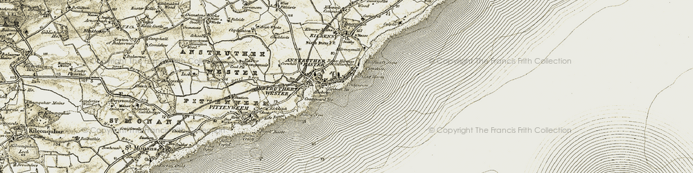 Old map of Anstruther Easter in 1903-1908