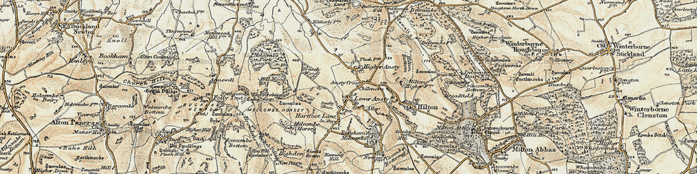 Old map of Ansty Cross in 1897-1909
