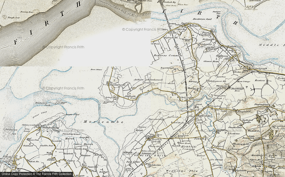 Old Map of Historic Map covering Bowness Common in 1901-1904