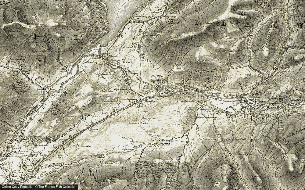Old Map of Historic Map covering Leanachan in 1906-1908