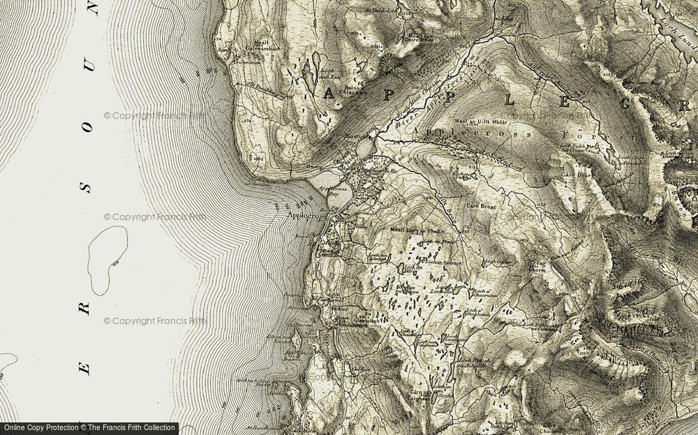 Old Map of Historic Map covering Applecross Ho in 1908-1909