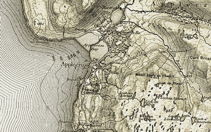 Old map of Applecross in 1908-1909