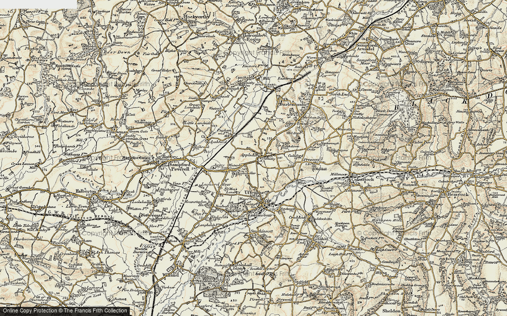 Old Map of Historic Map covering Leonard Moor in 1898-1900