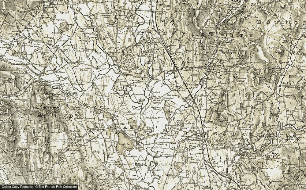 Old Map of Historic Map covering Bridgemuir in 1901-1904