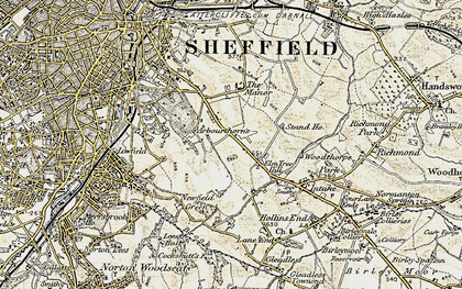 Old map of Arbourthorne in 1902-1903