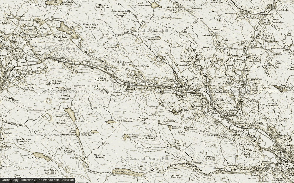 Old Map of Historic Map covering Acheilidh in 1910-1912