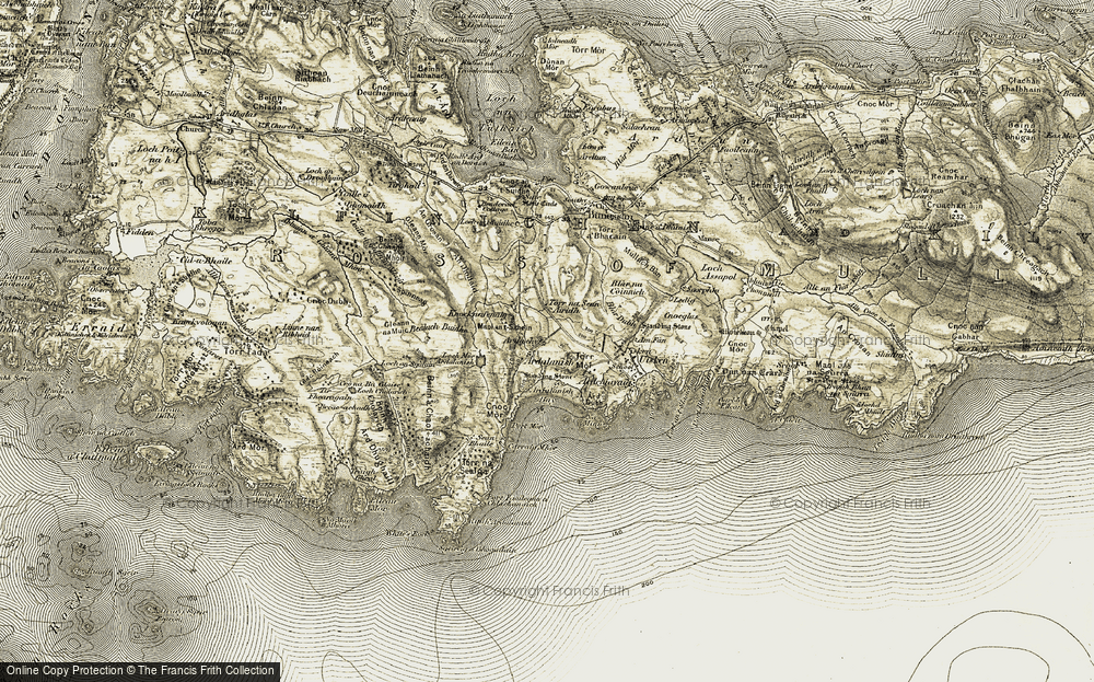 Old Map of Historic Map covering Beinn Cholarich in 1906-1907