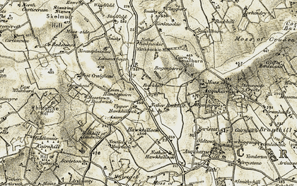 Old map of Auquharney Ho in 1909-1910