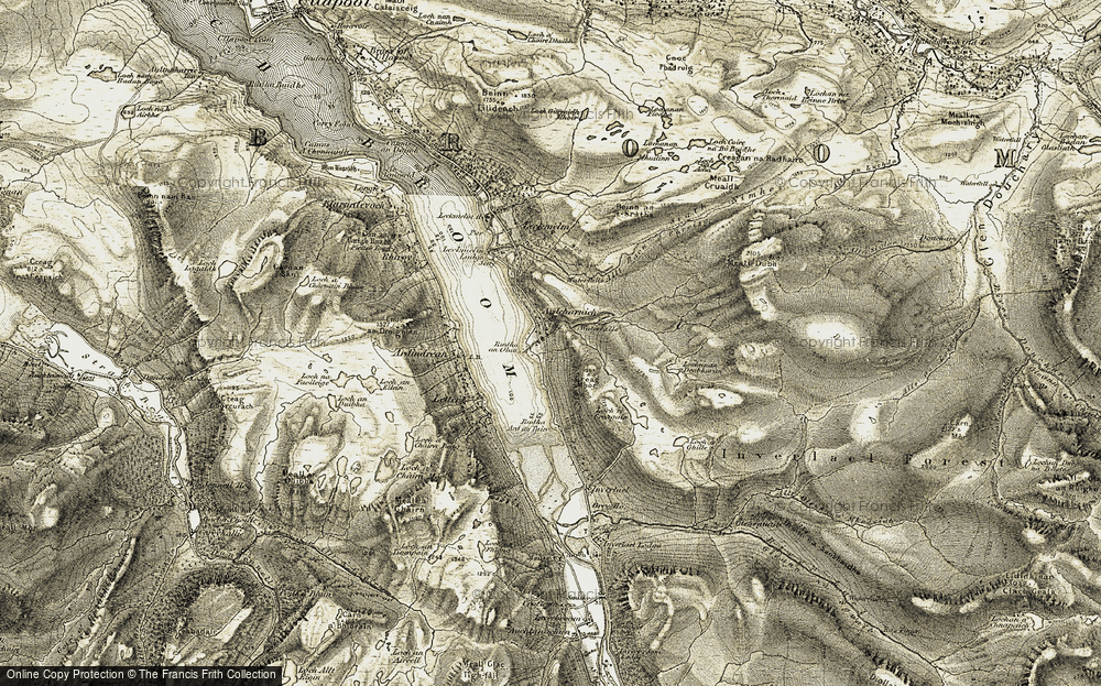 Old Map of Historic Map covering Beinn an t-Sratha in 1908-1912
