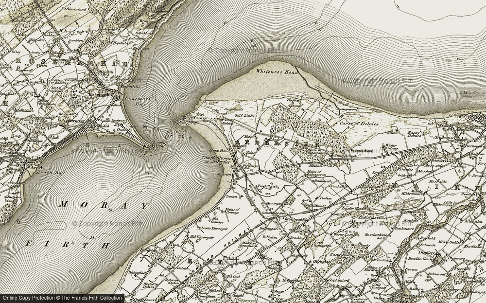 Old Map of Historic Map covering Baddock in 1911-1912