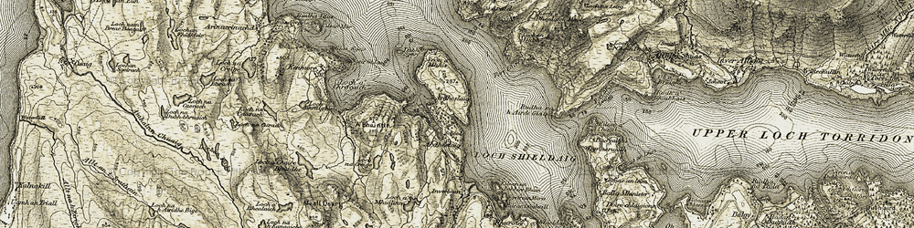 Old map of Ardheslaig in 1908-1909