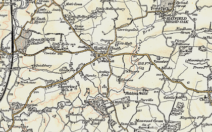 Old map of Ardley End in 1898-1899