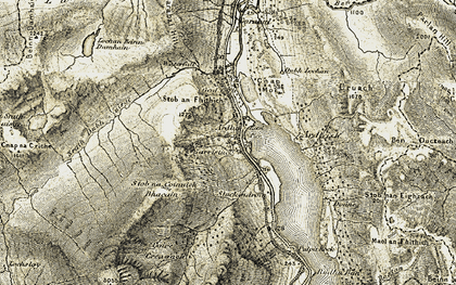 Old map of Beinn Ducteach in 1906-1907