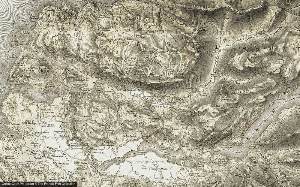 Old Map of Historic Map covering Leachd Fheadanach in 1906-1908