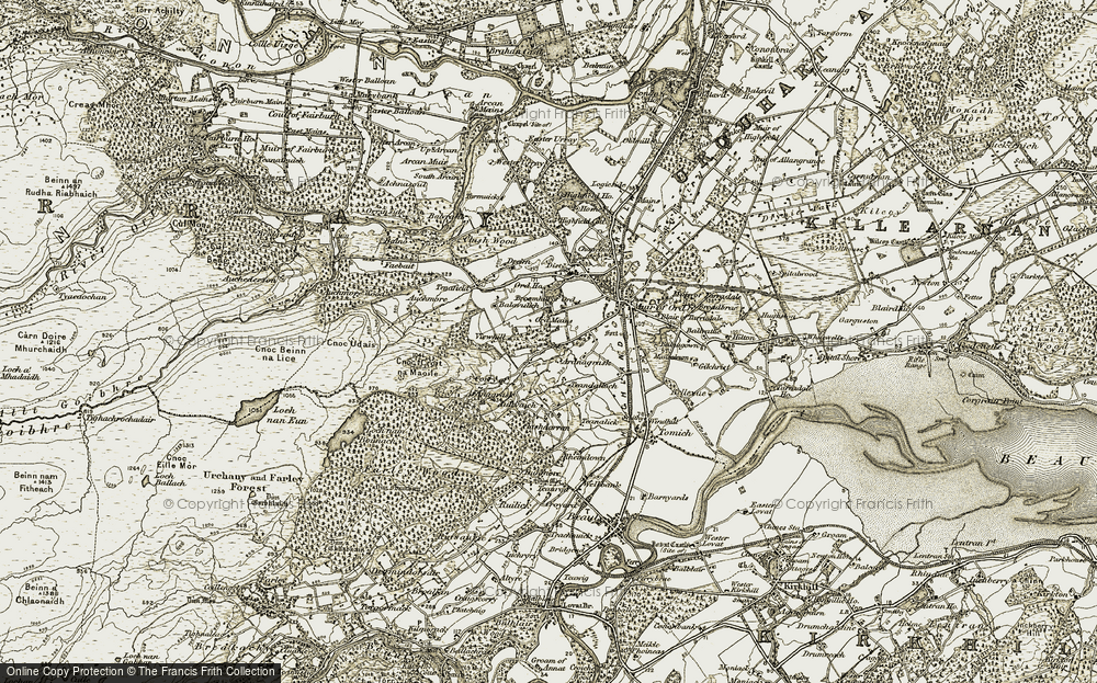 Old Map of Ardnagrask, 1911-1912 in 1911-1912