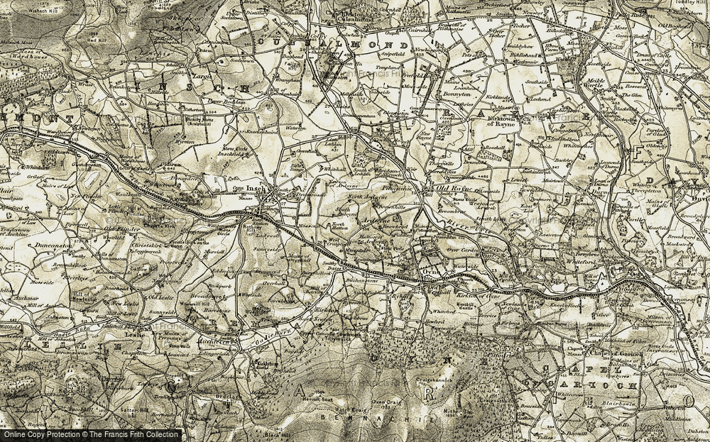 Old Map of Historic Map covering Buchanstone in 1908-1910