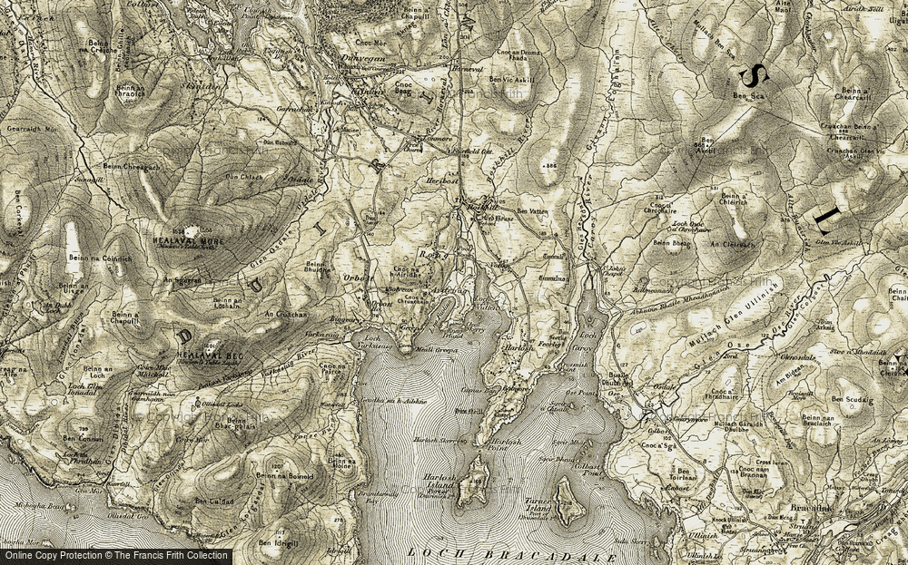 Old Map of Historic Map covering Bolvean in 1908-1911