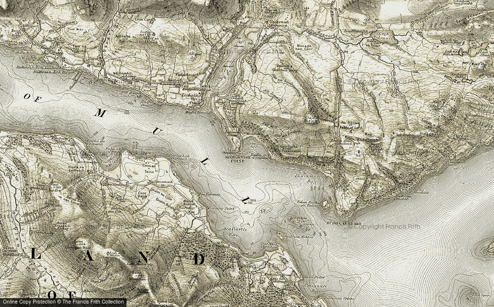 Old Map of Historic Map covering Bràigh Rubha an t-Sasannaich in 1907-1908