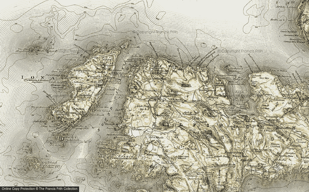Old Map of Historic Map covering Allt Linne nan Ribheid in 1906-1907