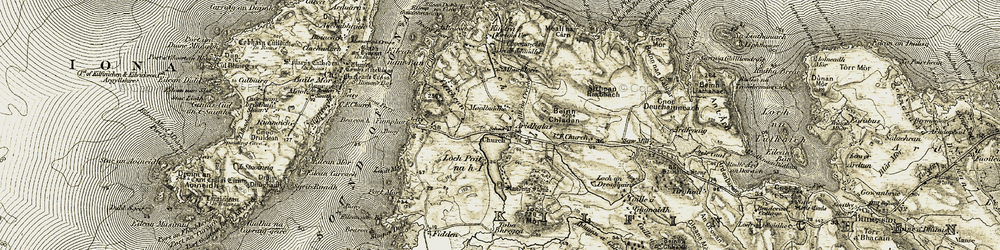 Old map of Allt Linne nan Ribheid in 1906-1907