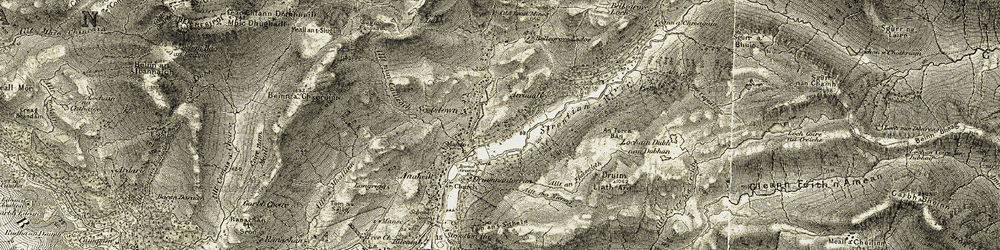 Old map of Allt an Fhàsaidh in 1906-1908