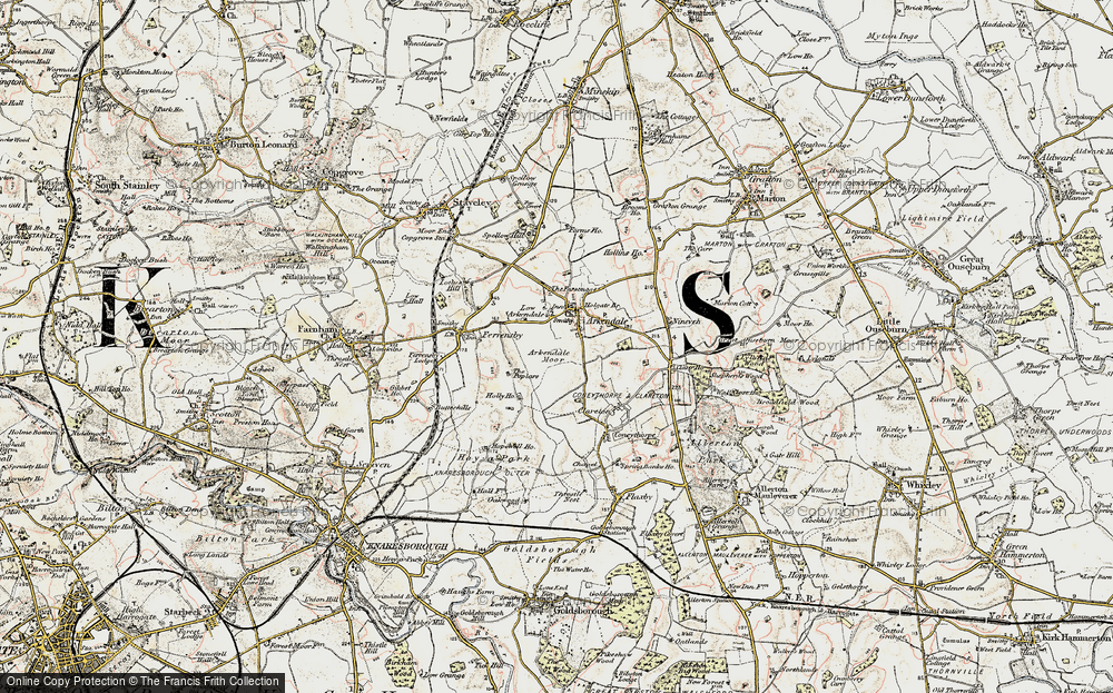 Old Map of Historic Map covering Arkendale Moor in 1903-1904